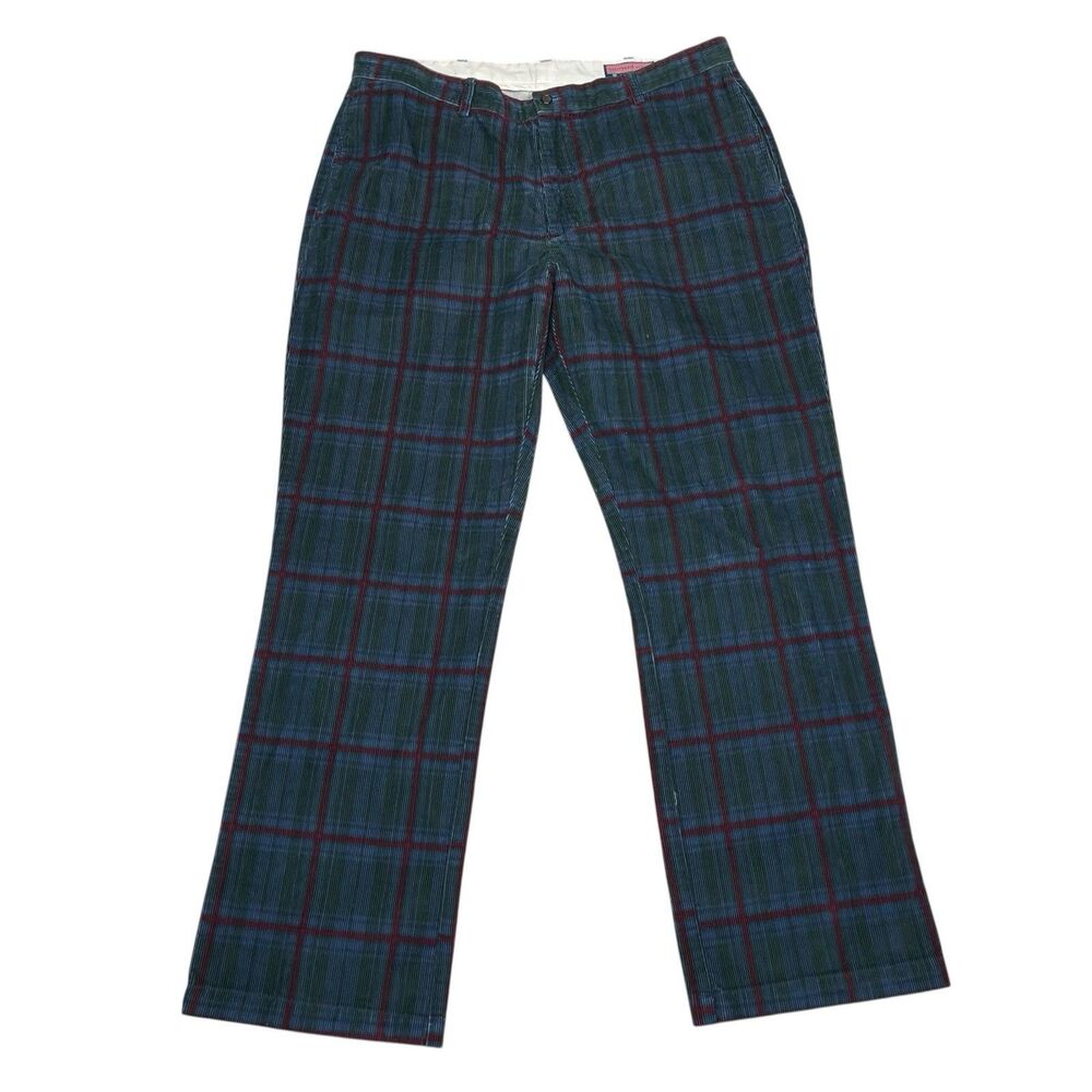 Vineyard Vines Men’s Green Plaid Corduroy Pants